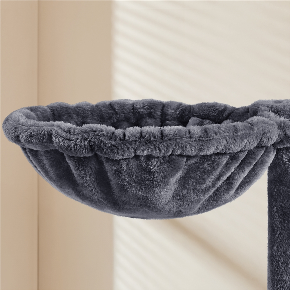 Alden Design 54" Cat Tree with Hammock, Basket, and Scratching Posts, Dark Gray photo 6