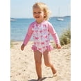 thumbnail image 6 of BemeyourBBs Toddler Baby Girl One Piece Summer Swimsuit Infant Girls Bathing Suit Bow Print Long Sleeve Zipper Up Rash Guard Swimwear Summer Pool Beachwear, 6 of 9