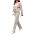 thumbnail image 1 of Pijama de Dos Piezas para Mujer, Moda de Otoño, Traje de Punto Acanalado, Ropa Deportiva Informal de Larga. Colorante de Avena L, 1 of 9