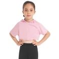 thumbnail image 5 of Hansber Kids Girls Short Sleeve Hooded Crop Top Solid Color Short Hooded Sweatshirt Stage Performance Pink 10, 5 of 7
