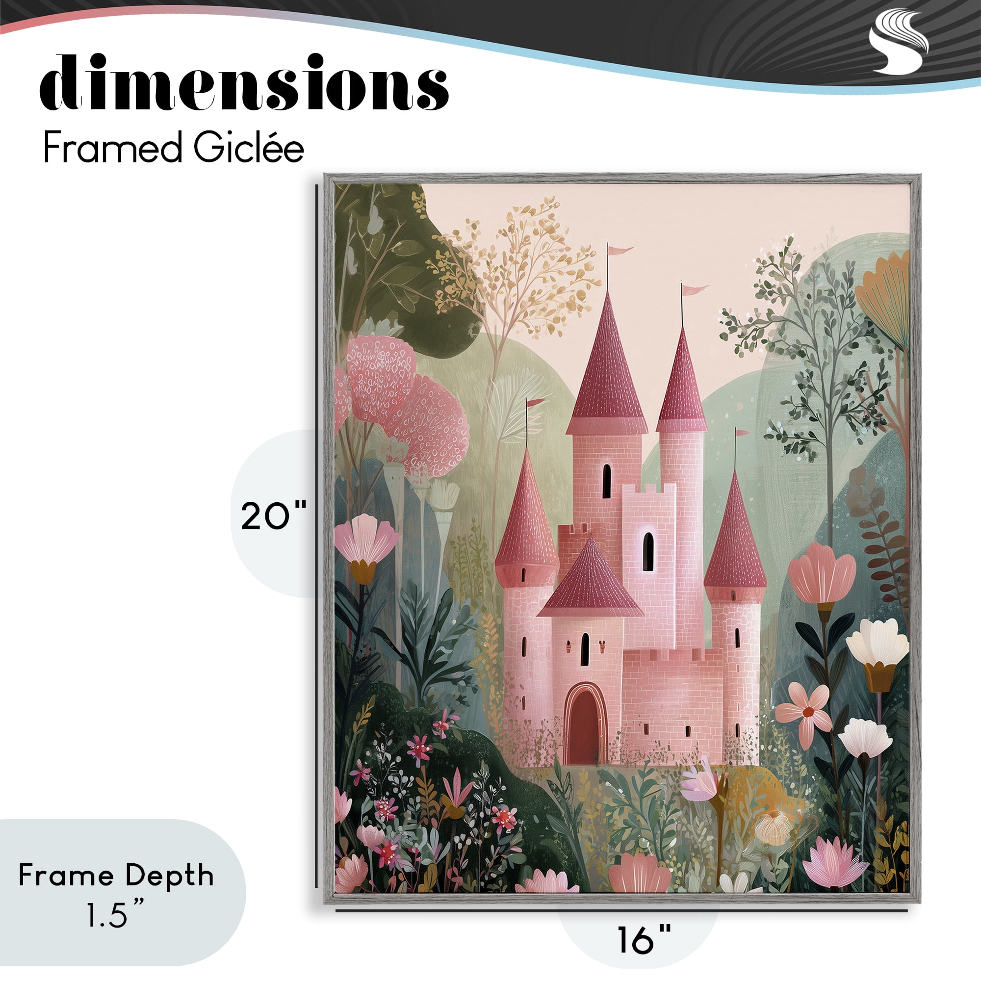 Stupell Industries Castle For A Princess Gray Framed Giclee Art, design by Christine Simpson Art