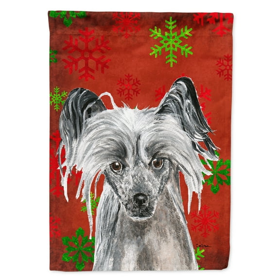 Carolines Treasures SC9592-FLAG-PARENT Chinese Crested Red Snowflake Christmas Flag  multicolor