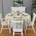 thumbnail image 2 of Round Waterproof Tablecloth 60×60 Inch, Boho Style Reusable Indoor/Outdoor Durable Table Cover for Party Kitchen Dinner Room Decor, 2 of 6
