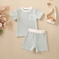 thumbnail image 2 of XZNPDUCQ 2Pcs Baby Boy Summer Outfits 3 6 12 18 24 Months 3 Years Short Sleeve Tree/Gesture Print T-Shirt + Elastic Shorts Set Toddler Clothes Short Sets Gift Pajamas & Dailywear Set 2-3 Years,Green, 2 of 3