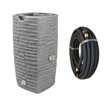 Good Ideas Impressions Riverwalk 50 Gallon Rain Barrel, Dark Granite with 50' Soaker Hose