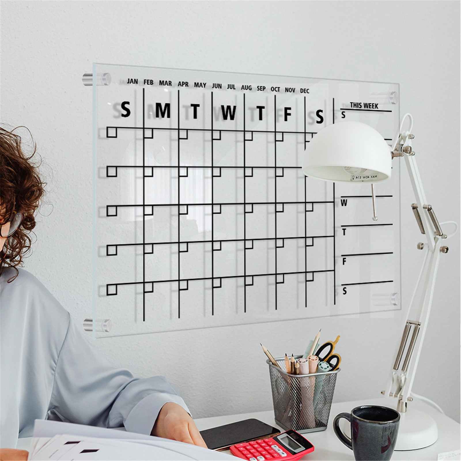 Pouches For Organization Wall Acrylic Weekly Planner Board Clear Dry Erases Calendar Planner Reusable Weekly Daily To Do List Board 1ml