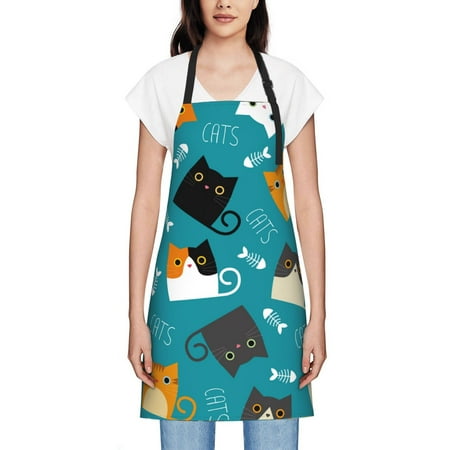 

Women S Waterproof Apron Dirt Resistant And Wear-Resistant Adjustable Apron Suitable For Cooking Flower Arrangement Painting Housework Cats Of Different Colors