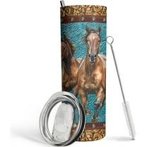 Horse Tumbler With Straw and Lid, Stainless Steel 20oz Insulated Horse Coffee Travel Mug, Horse Gifts Cups for Women and Girls