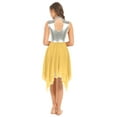 thumbnail image 4 of ZDHoor Women's Metallic Color Block Praise Lyrical Dance Dress Liturgical Worship Tunic Irregular Hem Dancewear Yellow L, 4 of 7