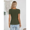 thumbnail image 6 of Women's Summer Scoop Neck Short Sleeve T-Shirts Ribbed Knit Slim Fitted Casual Basic Top, 6 of 8