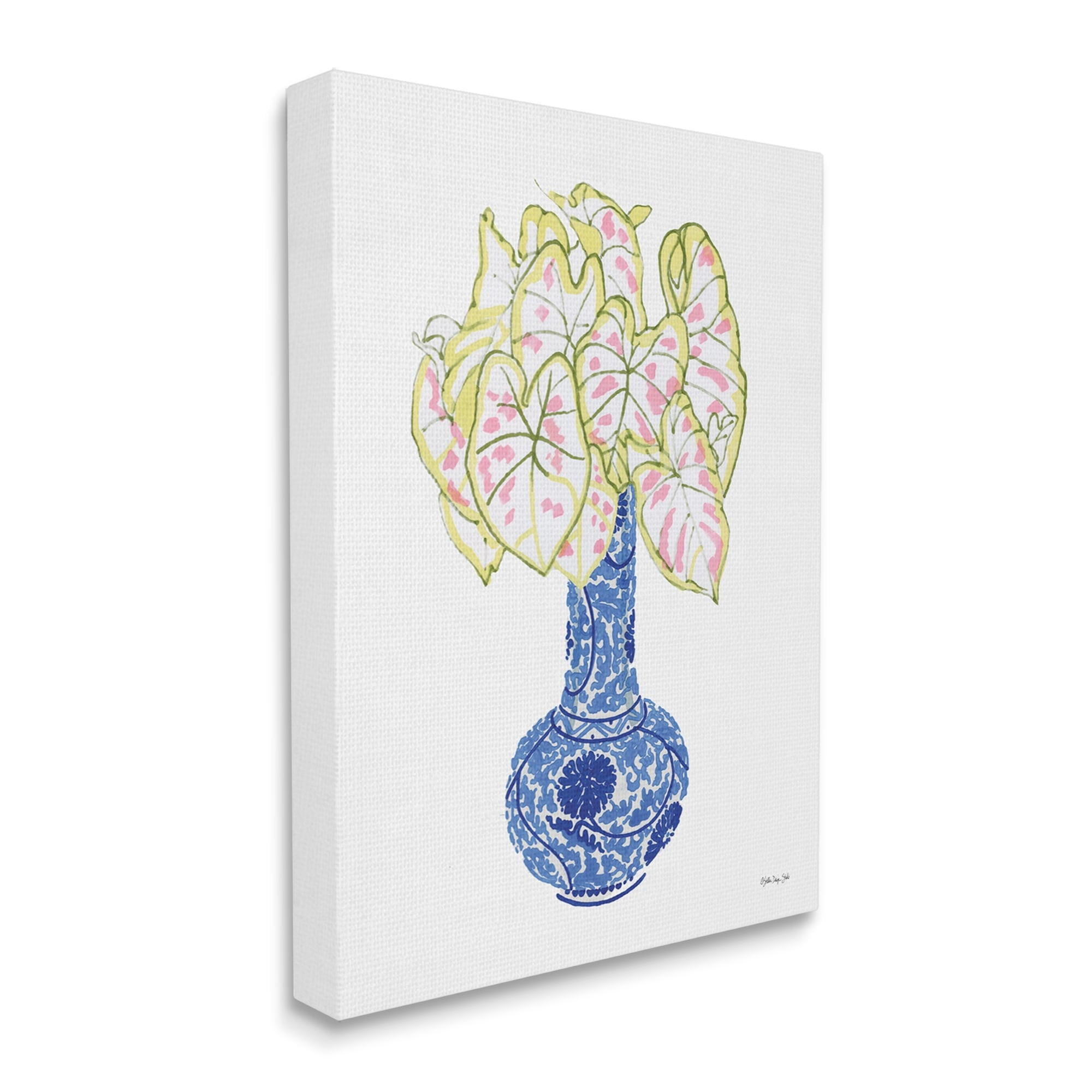 Stupell Industries Chinese Caladium Ginger House Plant Tall Neck Vase,36 x 48, Design by Stellar Design Studio