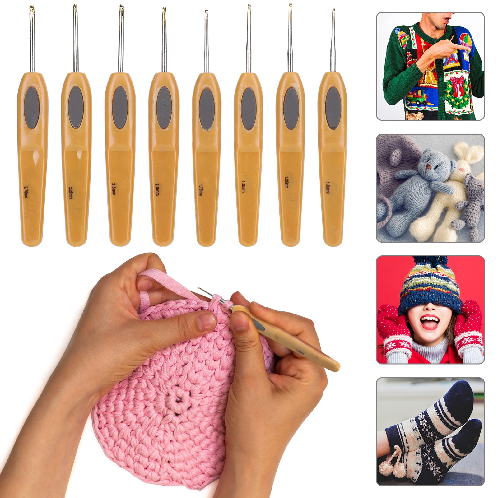 Ganchos De Ganchillo De Madera Para Manos Artríticas, 5, 5, 5, 6 Y 0.256  In, Juego De Para Tejer A Ganchillo, Mango Ergonómico De Agarre Suave,  Regalos De Ganchos Para Ganchillo, image size:1601x1601