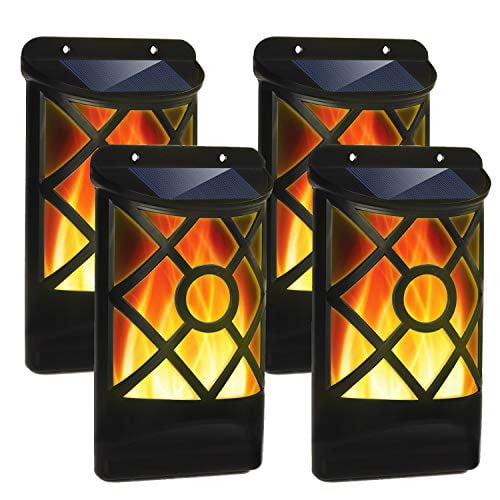 66 LED Solar Powered Flame Lights Outdoor Waterproof Wall Mounted Night Lights 