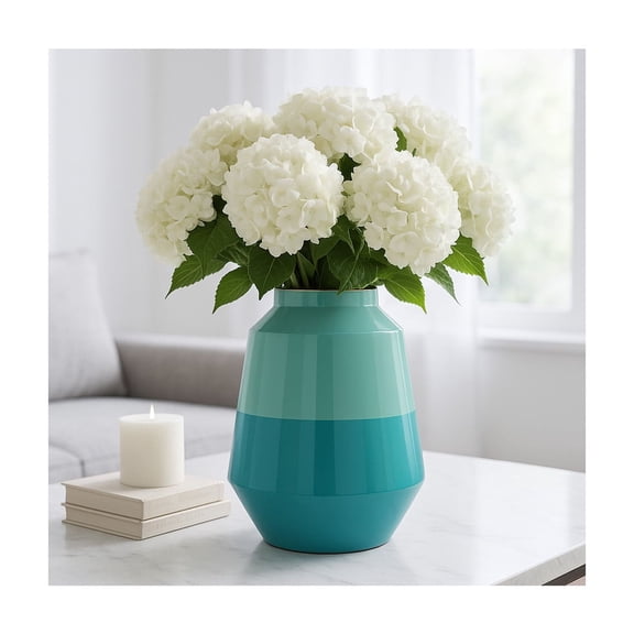 Decorative Metal Vase for Living Room Decor - Modern Flower Vase for House, Bedroom, and Office Space - Home Decor Accent for Dining Room Table, Kitchen Counter, or Hallway - 12", Green