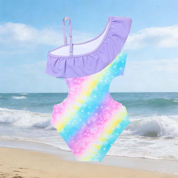 CAIXIA One Piece Swimsuit for Girls Adjustable Straps 3t Bathing Suit Girl Colorful Contrast Crossback Modest Ruched Girls Swimsuit Stretch for Swim Team Beach Swimwear,9-10 Years