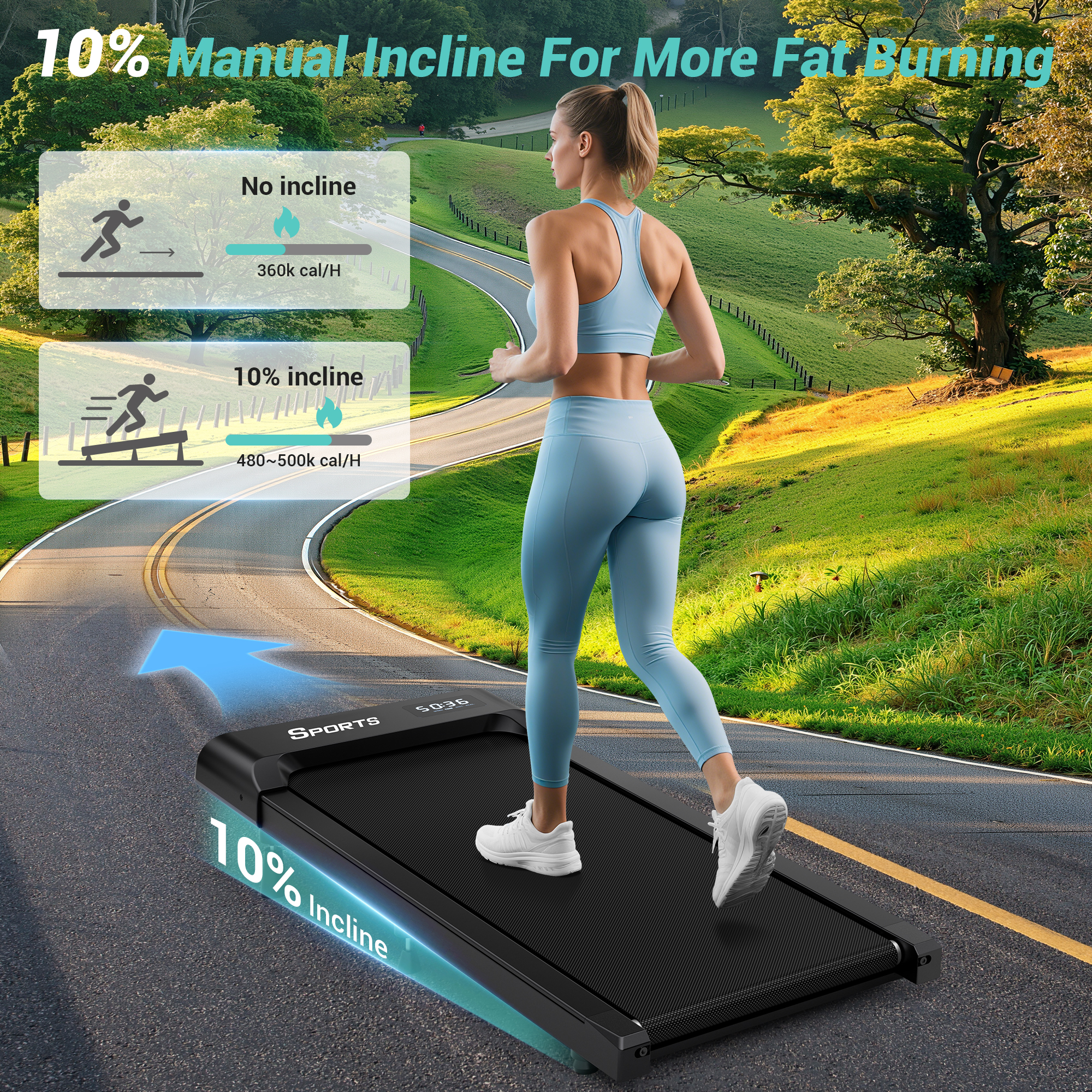Dprodo Walking Pad Under Desk Treadmill 265lbs photo 2