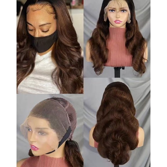 Full Frontal Lace Glueless 22inch Wig Multi Colors BODY WAVE 200% High-Density Pre-Plucked Human Hair Wigs Long Hair