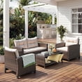 thumbnail image 2 of Lacoo 4 Pieces Patio Furniture Set Outdoor Sectional Sofa Conversation Set with Coffee Table for Balcony Porch Deck Backyard, 2 of 8