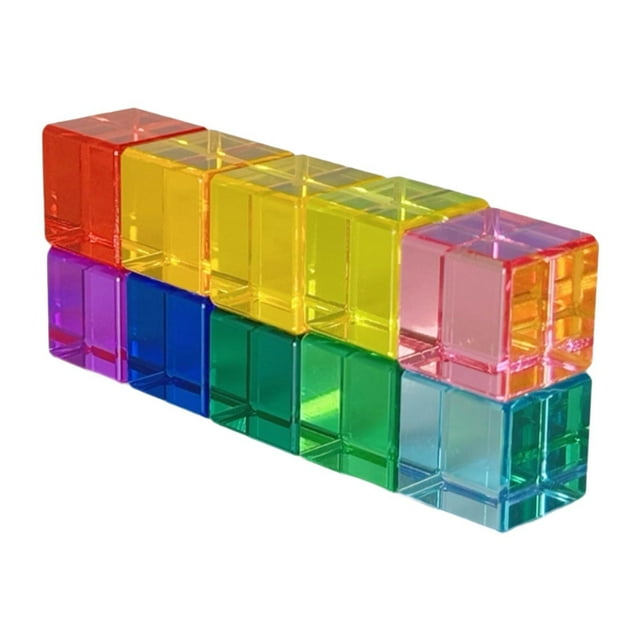 HILABEE Building Blocks SET Rainbow Acrylic GEM Cubes Blocks for Ages 3-6 Boys Girls 10Pcs