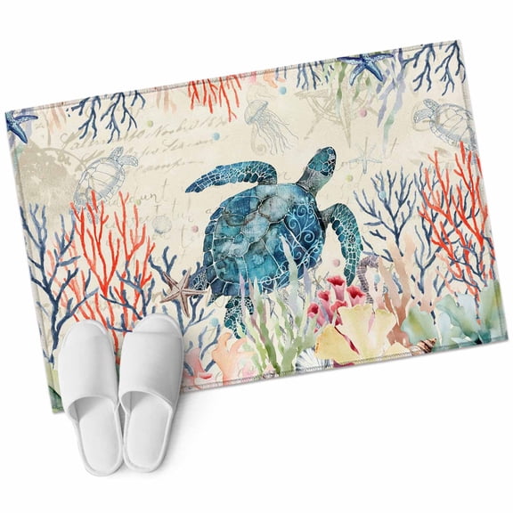 Area Rugs 2x3,Watercolor Marine Sea Turtle Non Slip Washable Rug Indoor Carpet Soft Floor Rugs for Home Living Room Bedroom Dining Room Office
