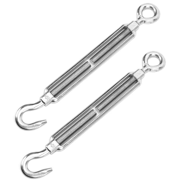 Sonew 2PCS M12 Stainless Steel 304 Hook Eye Turnbuckle Adjust Chain Rigging  Wire Rope Tension,Adjustment Hook Eye Screw,Stainless Steel Turnbuckle 
