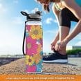 thumbnail image 6 of Color Floral Flowers Sports Water Bottle Portable Travel Mug 32oz BPA Free Leak Proof Straw Transparent Tritan for Gym Yoga Cycling Camping, 6 of 7