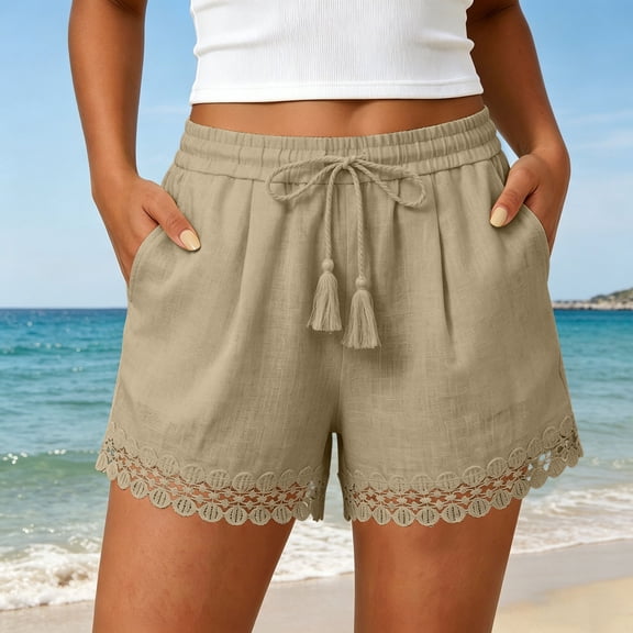 ByworldtasicNo Boundaries Womens Shorts Summer Casual Loose Elastic Waist Drawstring Lace Boho Beach Cover Up Shorts