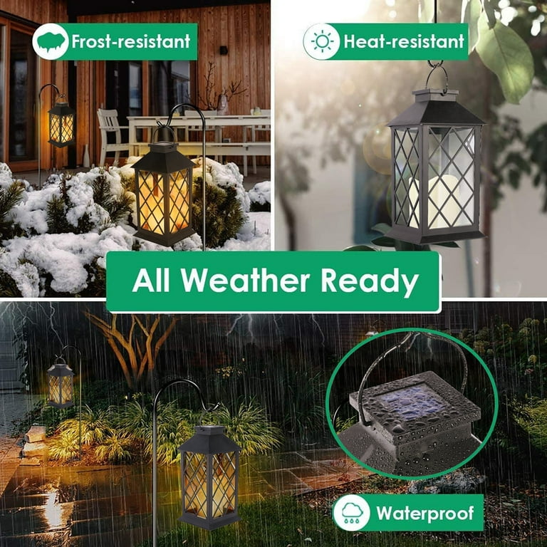 4 Pack Solar Lantern,Outdoor Garden Hanging Lantern-Waterproof LED Flickering Flameless Candles Mission Lantern for Table,Outdoor,Party 4 Pack Solar Lantern,Outdoor Garden Hanging Lantern-Waterproof LED Flickering Flameless Candles Mission Lantern for Table,Outdoor,Party