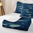 thumbnail image 4 of meiyoeat Whale Shark Twin Quilt Set for Men Boys, Navy Coral Reef Twin Coverlet Set for Bedroom, 2pcs, 4 of 7