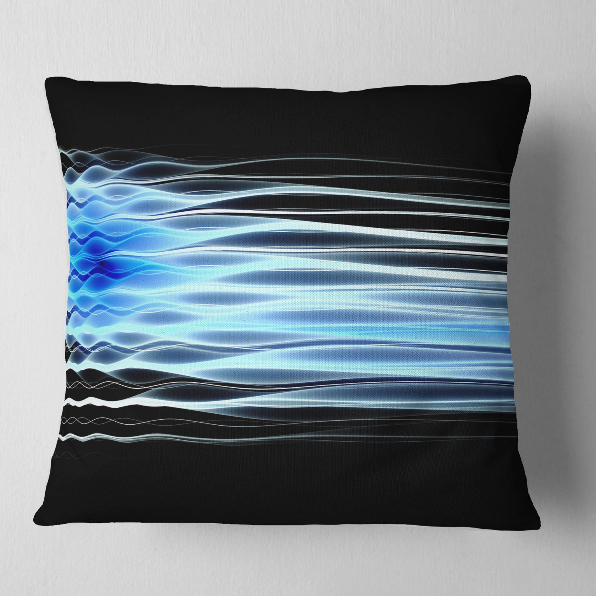 Designart Light Blue Fractal Waves - Abstract Throw Pillow - 16x16