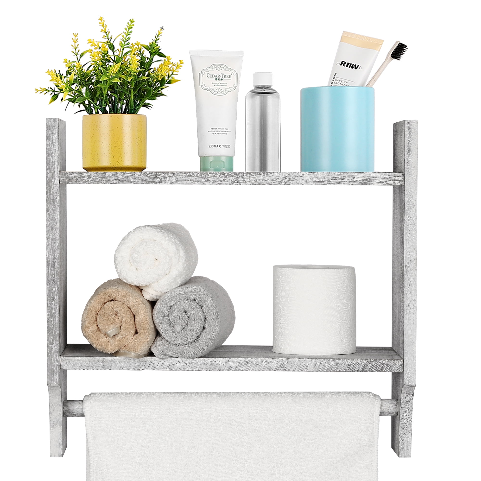Bathroom Storage with Towel Bar 2 Layers, WallMounted Kitchen