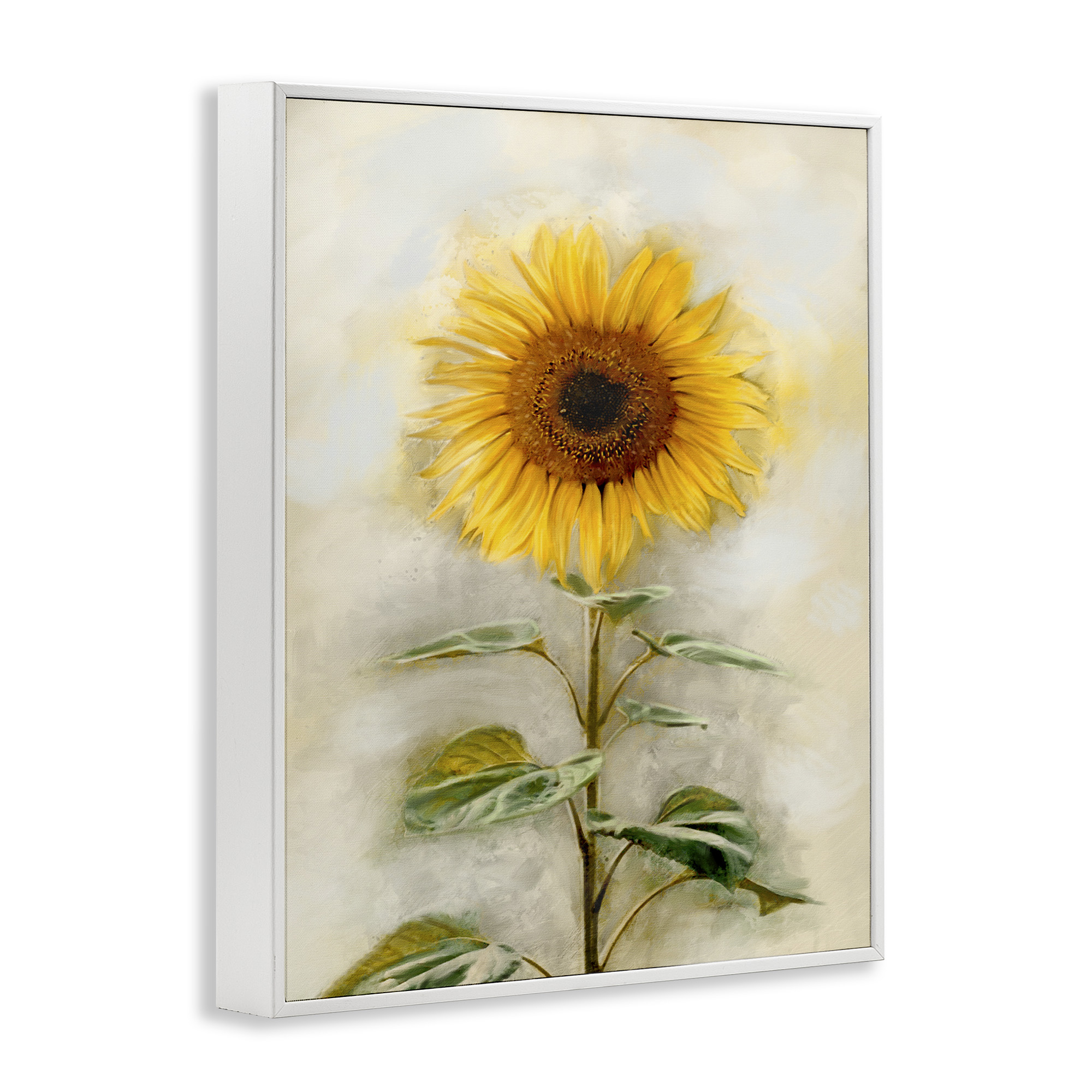 Stupell Industries Sunflower Summer Bloom Botanical & Floral Painting White Framed Art Print Wall Art, 16 x 20