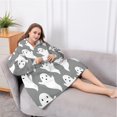 thumbnail image 5 of Oversized Wearable Blanket Hoodie,Gray Halloween White Ghosts Sherpa Blanket Hoodie with Super Pockets,Super Warm Fuzzy Pullover for Women & Men, 5 of 6