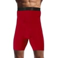 thumbnail image 5 of Men’s High-Waist Compression Fitness Tights, Double-Layer Half Shorts & Sports Pants, Solid-Color 2-in-1 Athletic Shorts, Quick Dry Breathable Tight, Workout Running | AKLJWH,Red 3XL, 5 of 6