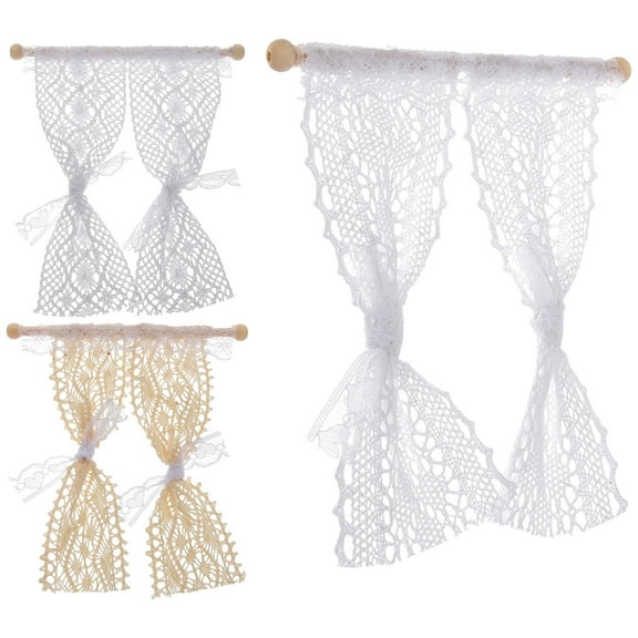 WRITWAA 3pcs Mini Curtains for Dollhouse Assorted Color Model Accessories