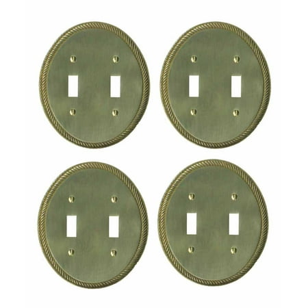Double Gfci Solid Brass - 4 Solid Brass Switchplate Double Toggle Oval Braided | Renovator's Supply