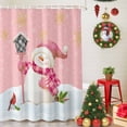 thumbnail image 6 of Christmas Shower Curtains Snowman Cardinal Bath Curtain Snowflake Snow Pink Waterproof Seasonal Bathroom Shower Curtain Set with Hooks Decoration 60 x 72 Inches, 6 of 8