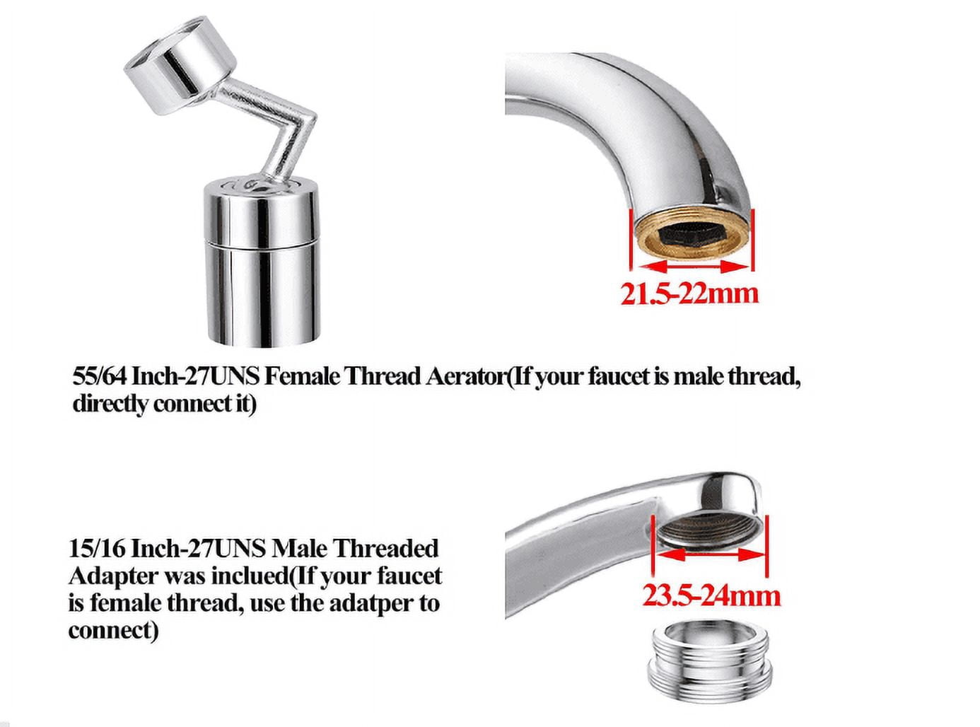 LNKOO Litthing Universal Splash Filter Faucet, 720° Rotate Faucet Aerator Sink Movable Tap Head, Leakproof Design with Double O-Ring for Kitchen Bathroom Tool Accessories