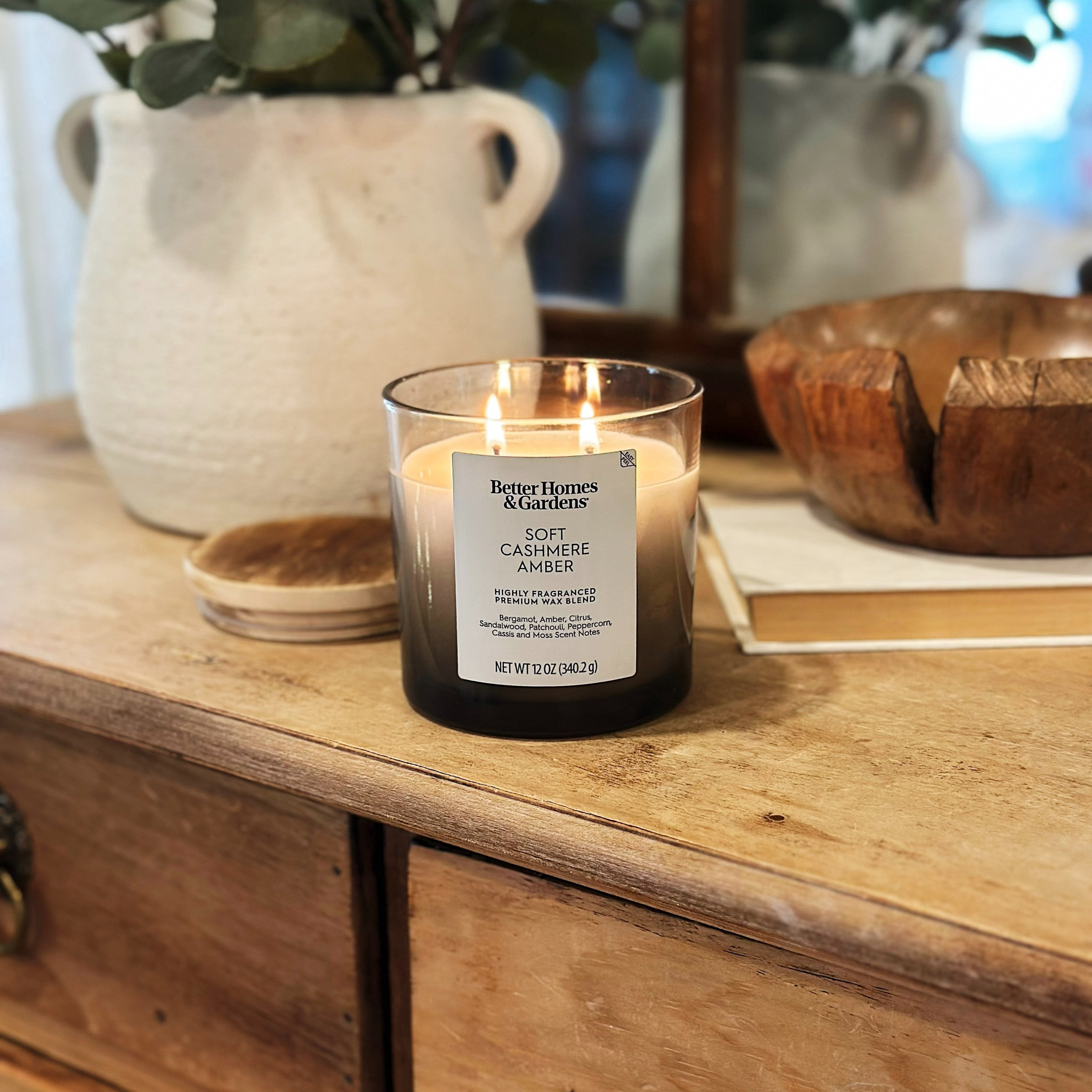 Better Homes and Gardens Soft Cashmere and Amber Scented 2-Wick Ombre Jar Candle 12oz.