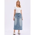 thumbnail image 4 of DARING DIVA Women's Elasticated Waist Washed A Line Long Jean Skirt X-Small Blue, 4 of 6