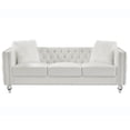 thumbnail image 2 of 2+3 Seat Sofa Set, Modern Velvet Sofa with 2 Plush Pillow & Removable Cushion, Upholstered Lounge Single Sofa with Copper Nail & Crystal Buckle for Living Room & Bedroom, Beige, 2 of 7