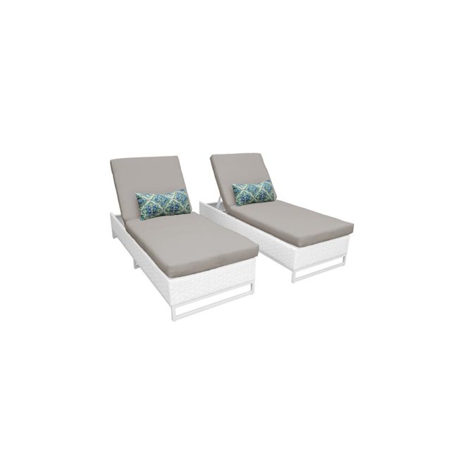 Chaise Monaco Ensemble de 2 Meubles de Patio en Osier d'Extérieur en Beige