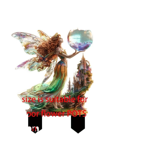 Floor Insert Winged Fairys With Crystal 2D Flat Acrylic Decor Garden Interior And Exterior Decorations