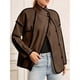 thumbnail image 5 of Chaqueta Corta de Mujer con Colores Contrastantes, Estilo Casual y Ligera, Ideal para Otoño e Invierno. Abrigo de Moda. Marrón XL, 5 of 8
