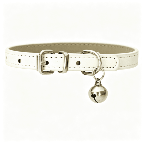 GASTROPOD White Cat Collar with Bell, Soft Pu Leather Small Dog Collars Adjustable Buckle for Xxs Xs Extra Small Medium Tiny Female Male Boys Girls Pets Puppy Kitten Teacup Yorkie Xx-Small