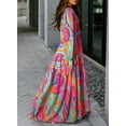 thumbnail image 4 of DOKOTOO Ladies Colorblock Boho Dresses Long Sleeve V Neck Empire Waist Ruffle Layered Maxi Dresses Fashion Floral Printed Fall Casual Dress Chiffon Long Dress, US 16-18(XL), 4 of 7