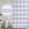 thumbnail image 5 of Extra Long Shower Curtain 72x96 Inch, Purple Striped Shower Curtain Waterproof Bathroom Decor, Modern Classic Horizontal Stripes Fabric Bath Curtain Set Accessories with Hooks, 5 of 7