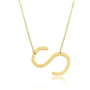SuperJeweler S Initial Sideways Necklace for Women, Gold, 18"