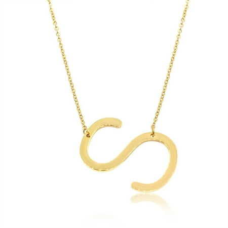 SuperJeweler S Initial Sideways Necklace for Women, Gold, 18"