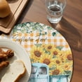 thumbnail image 3 of Sunflowers Trucks Round 15 Inch Placemats Set of 6, Spring Farmhouse Eucalyptus Orange Plaid HeatResistant Non Slip Place Mats for Dining Table, Wipeable Braided Kitchen Table Mats for Housewarming, 3 of 9